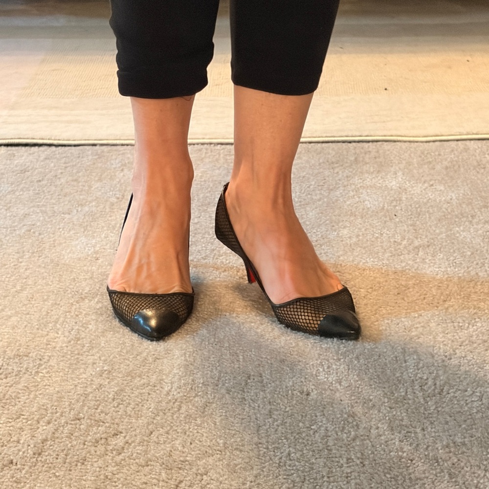 Christian Louboutin Black Mesh Heels - Picture 2 of 13